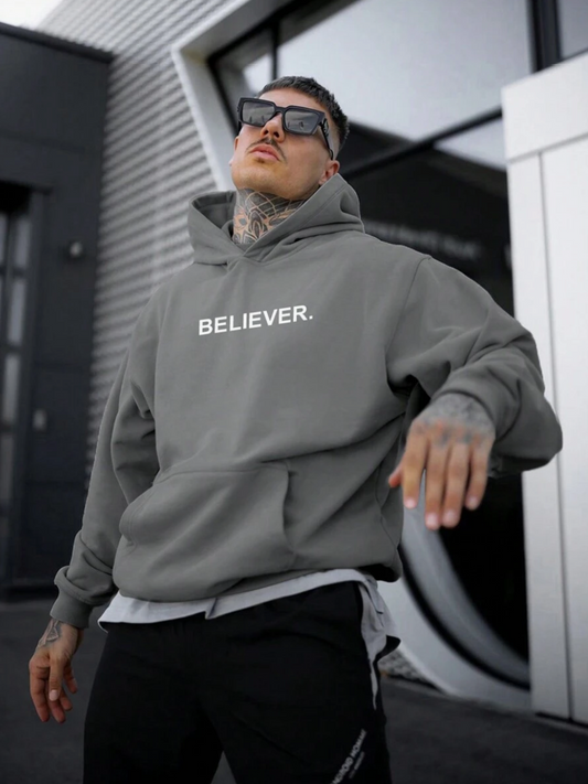 Sweat Capuche BELIEVER gris