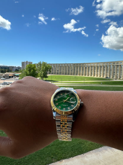 Dial luxe quartz fond vert Hulk